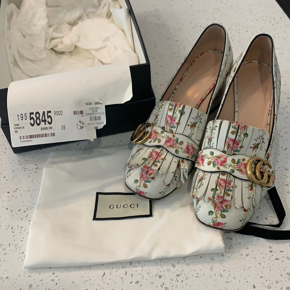 Gucci Floral Marmont Loafers